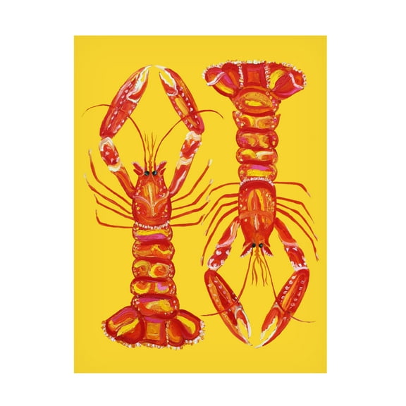 Trademark Fine Art Alice Straker Langoustines On Yellow Canvas Wall Art