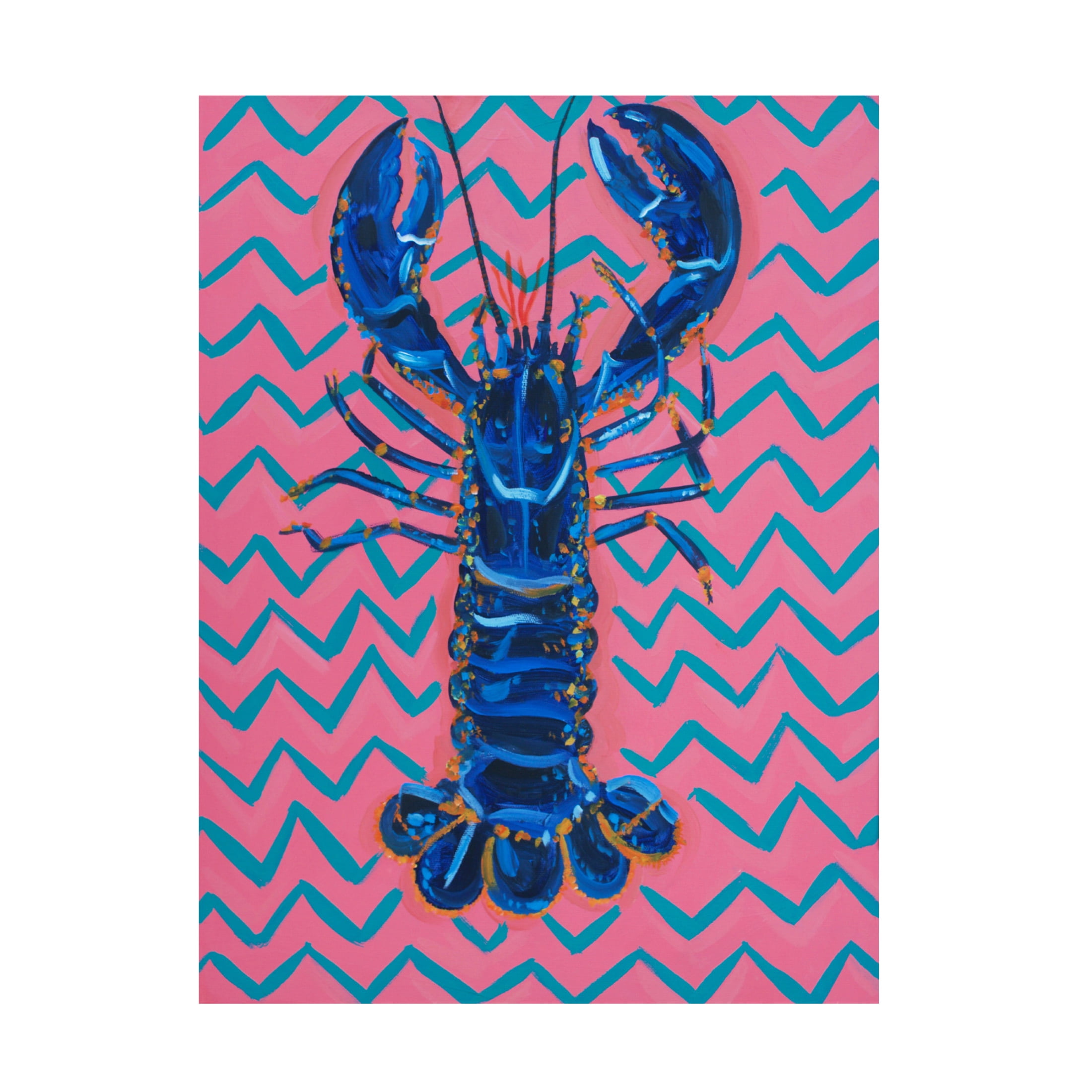 Trademark Fine Art Alice Straker Lobster On Zigzag Canvas Wall Art