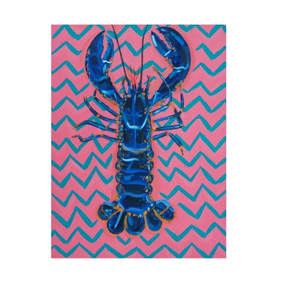 Trademark Fine Art Alice Straker Lobster On Zigzag Canvas Wall Art
