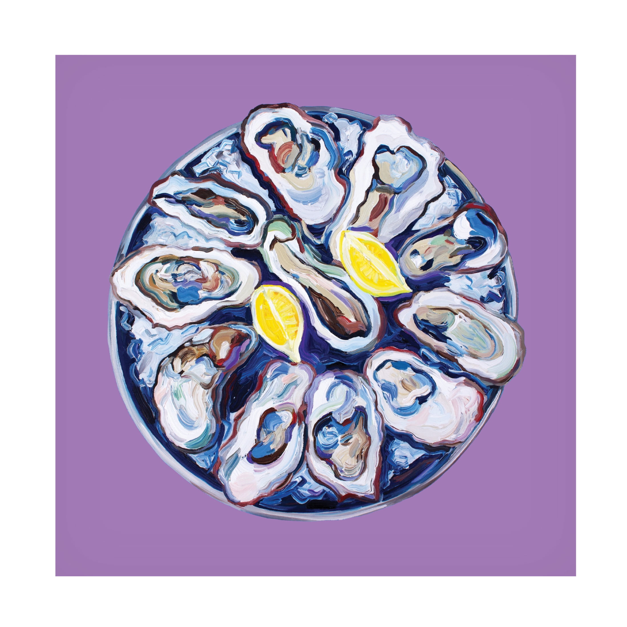 Trademark Fine Art Alice Straker Oysters On a Plate Purple Canvas Wall Art