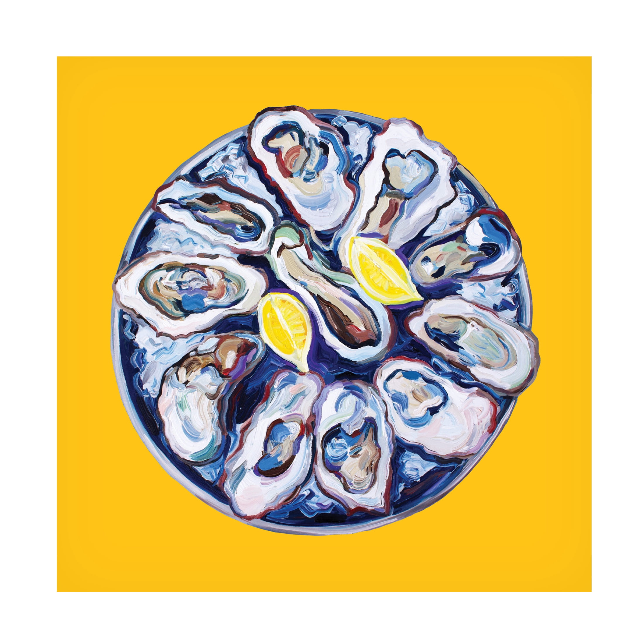 Trademark Fine Art Alice Straker  Oysters On a Plate Yellow Canvas Wall Art