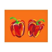 Trademark Fine Art Alice Straker Peppers On Orange Canvas Wall Art