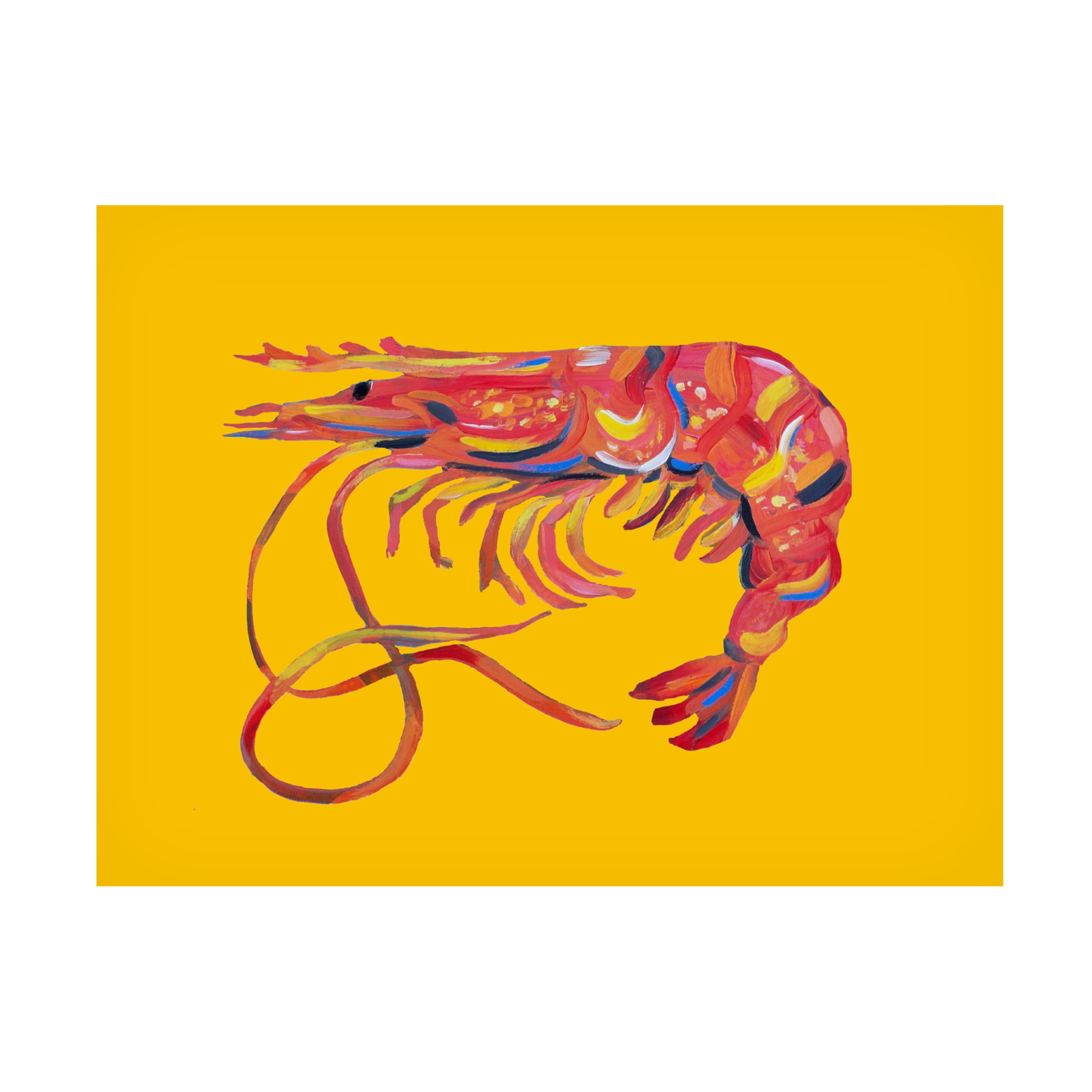 Trademark Fine Art Alice Straker  Prawn On Yellow Canvas Wall Art
