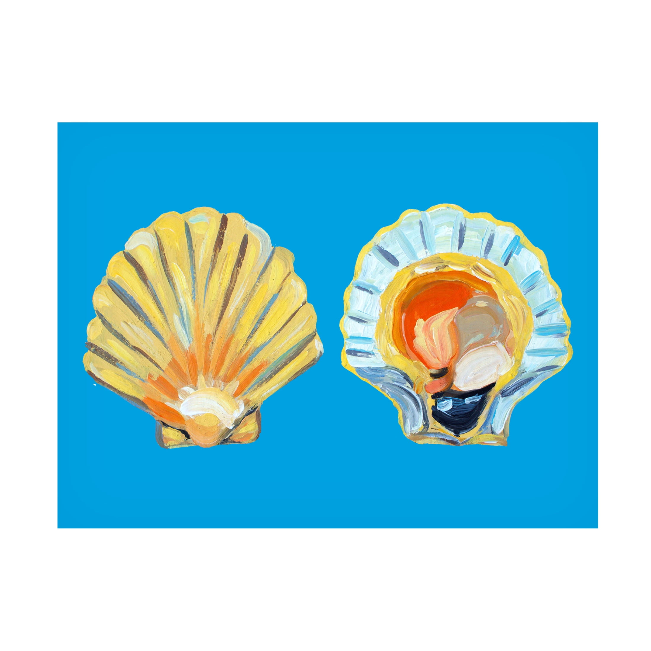 Trademark Fine Art Alice Straker Scallops On Blue Canvas Wall Art