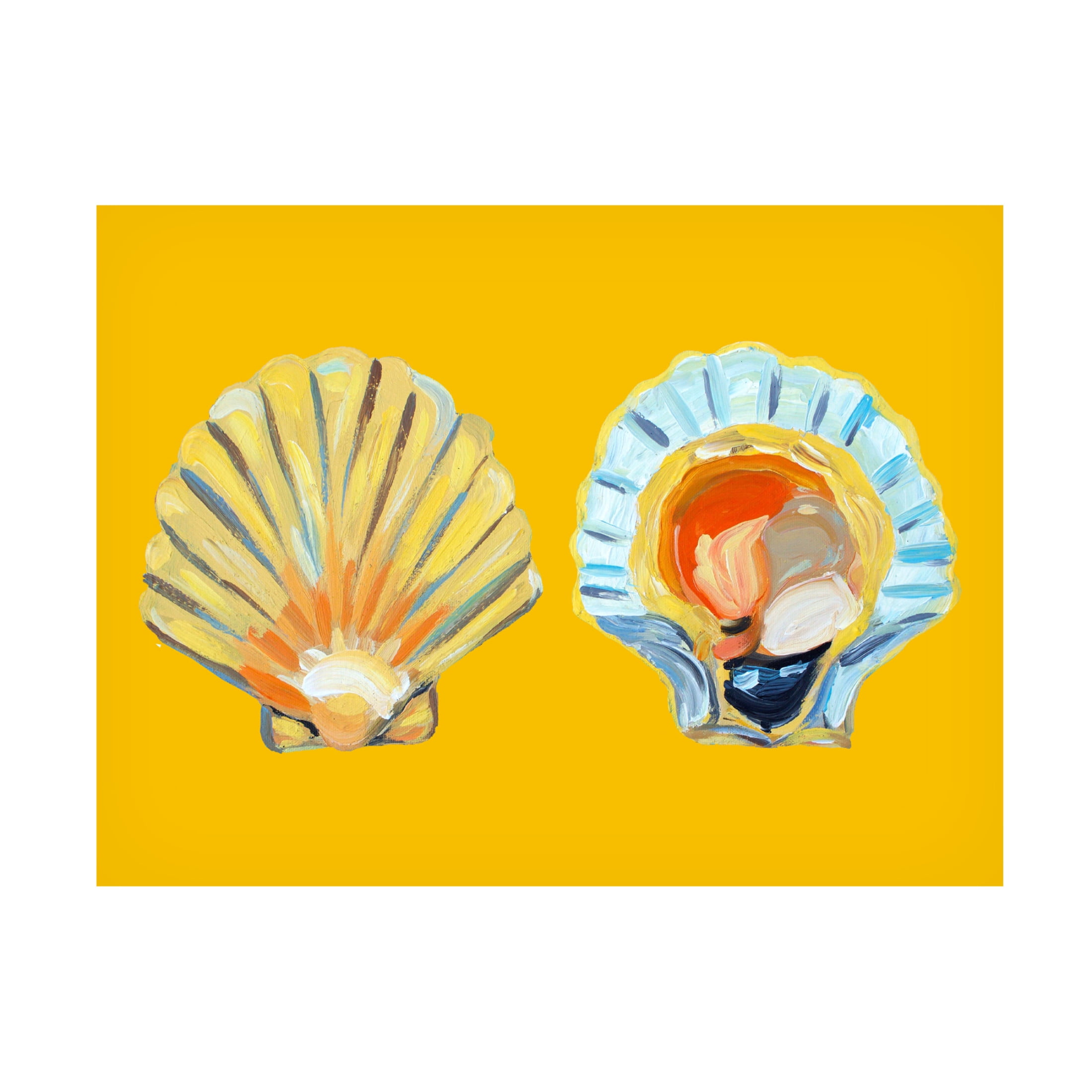 Trademark Fine Art Alice Straker   Scallops On Yellow Canvas Wall Art