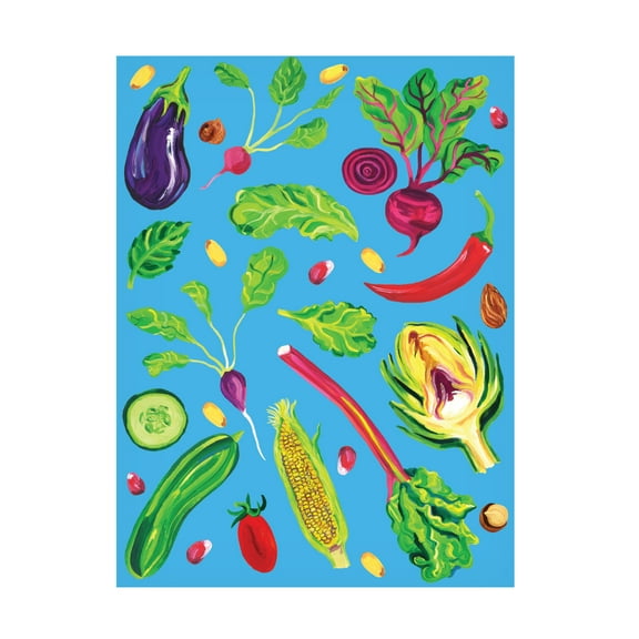 Trademark Fine Art Alice Straker Spring Vegetables Blue Canvas Wall Art