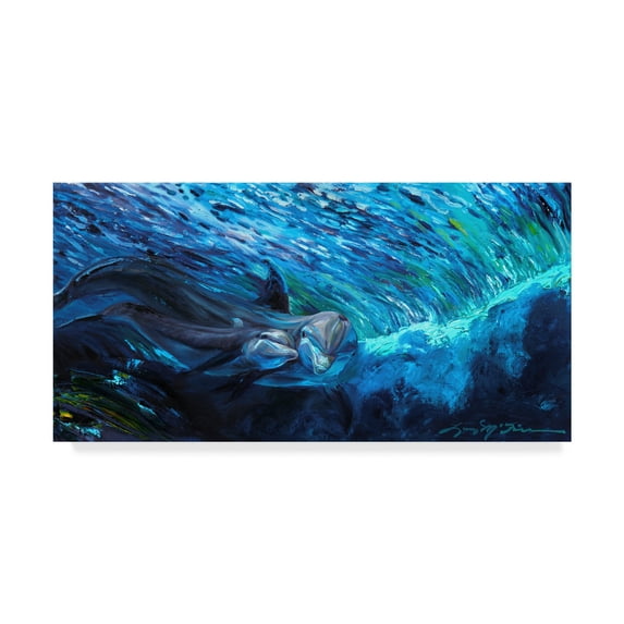 Trademark Fine Art 'All My Waves Mother And Baby Bottlenose Dolphin' Canvas Art by Lucy P. Mctier