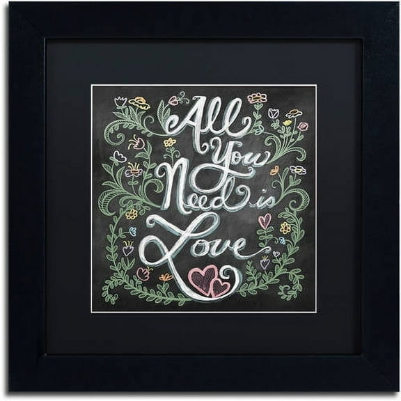 Trademark Fine Art "All You Need is Love" Canvas Art by Elizabeth Caldwell, Black Matte, Black Frame