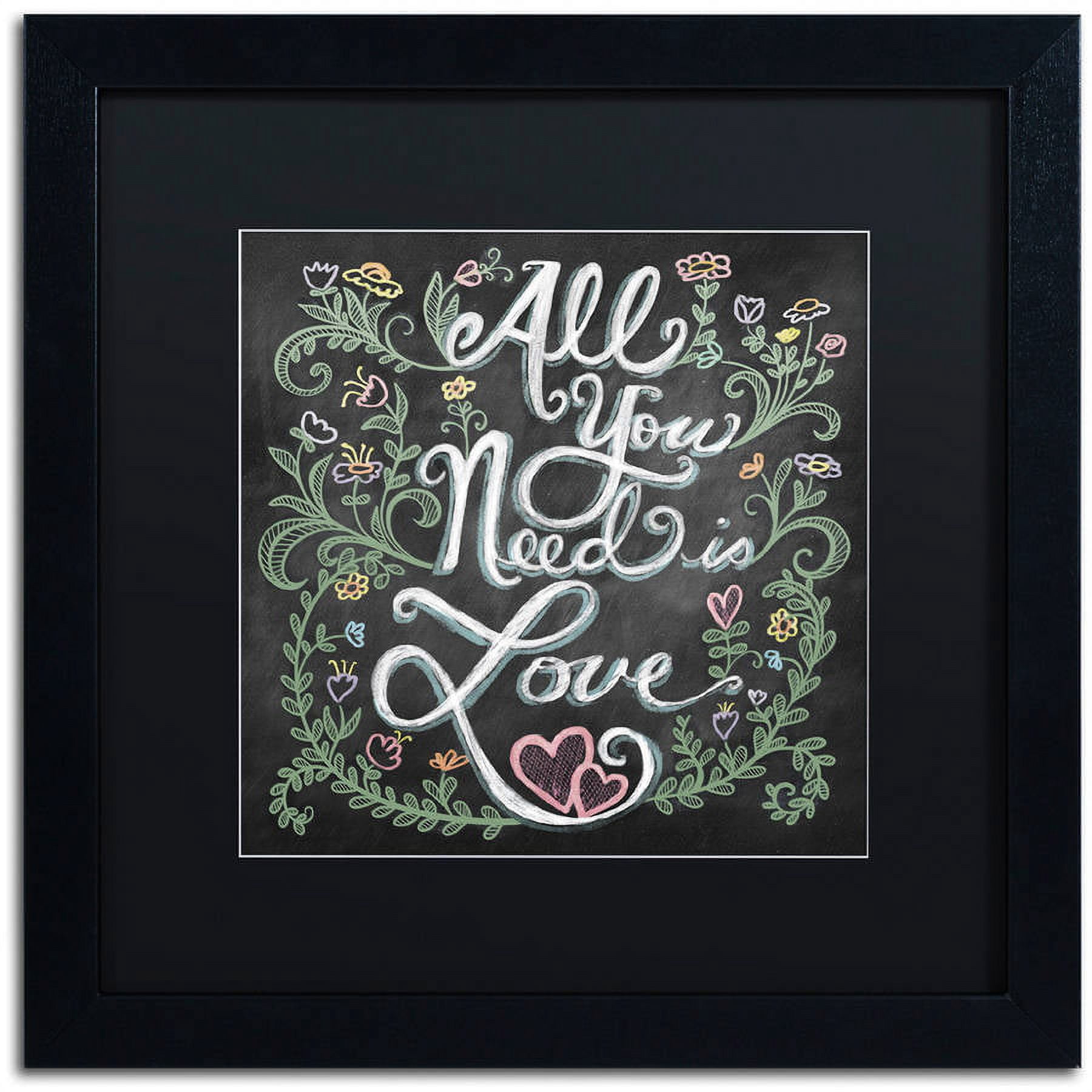 Trademark Fine Art "All You Need is Love" Canvas Art by Elizabeth Caldwell, Black Matte, Black Frame
