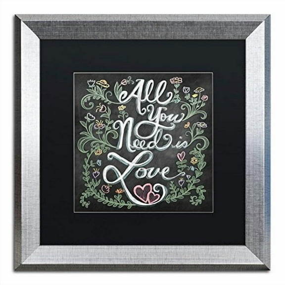 Trademark Fine Art "All You Need is Love" Canvas Art by Elizabeth Caldwell, Black Matte, Silver Frame