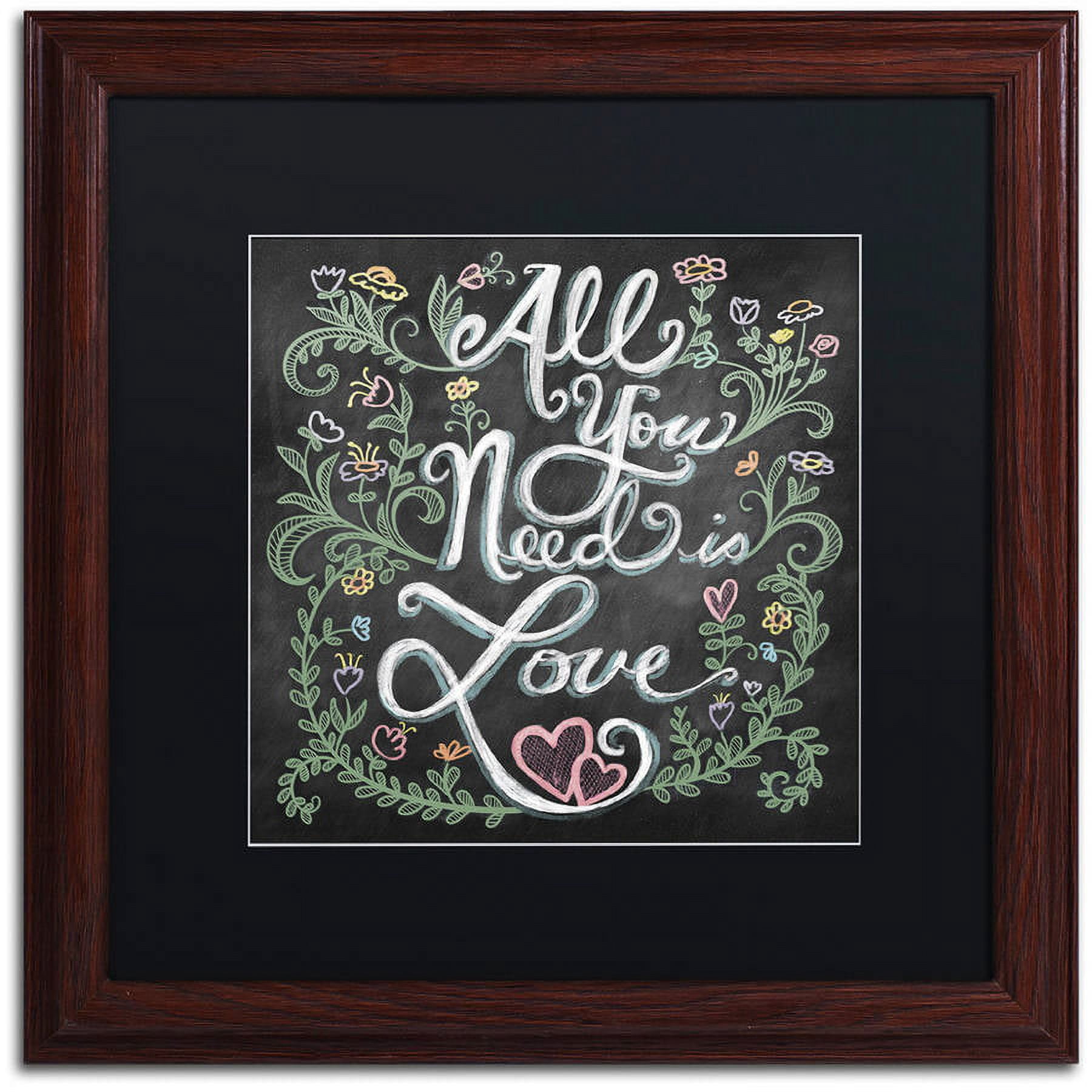 Trademark Fine Art "All You Need is Love" Canvas Art by Elizabeth Caldwell, Black Matte, Wood Frame