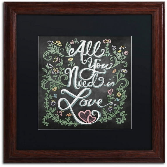 Trademark Fine Art "All You Need is Love" Canvas Art by Elizabeth Caldwell, Black Matte, Wood Frame