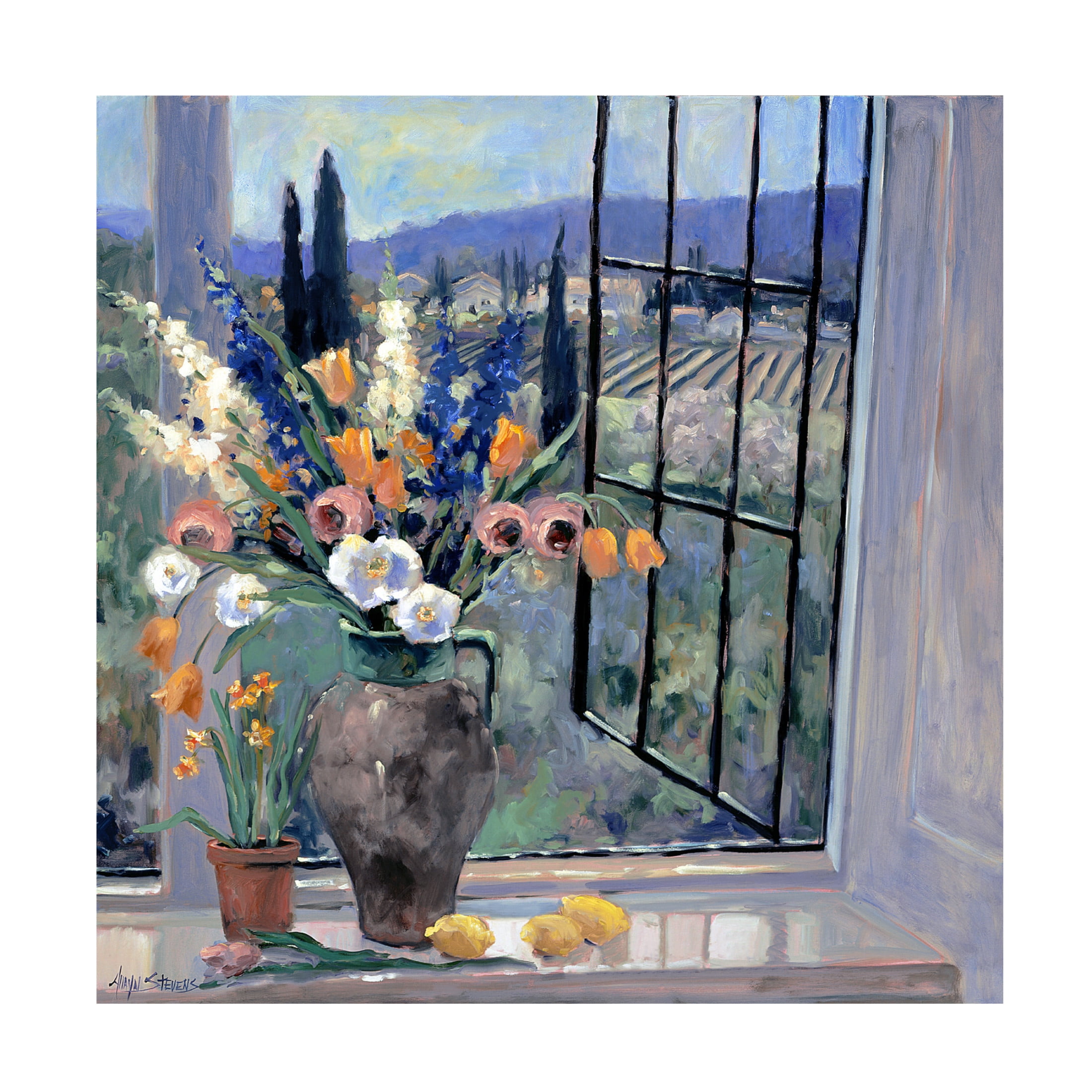 Tuscany Hillside Landscape Canvas Art with Wooden Frame
