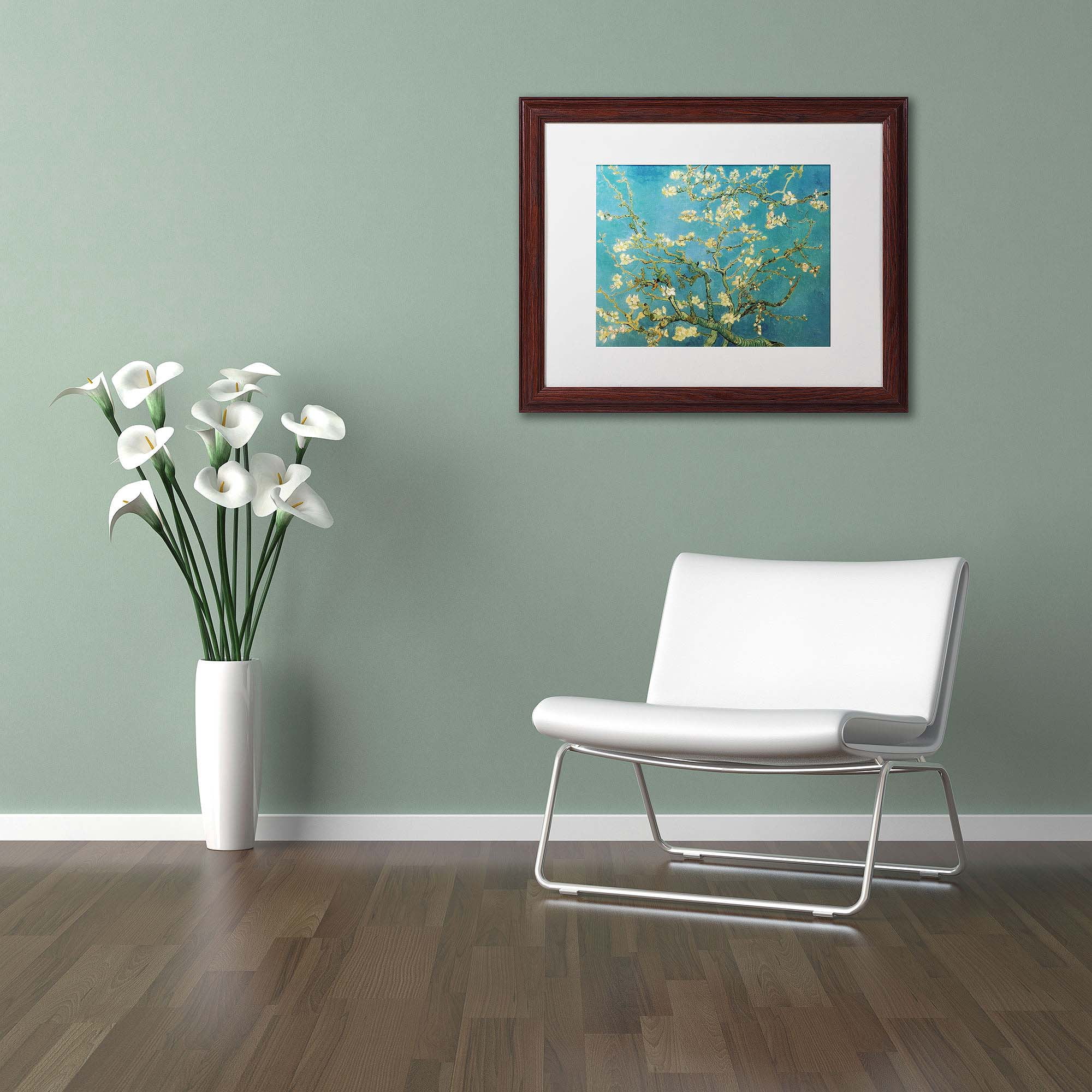 Trademark Fine Art "Almond Branches" Framed Canvas Art by Vincent van Gogh