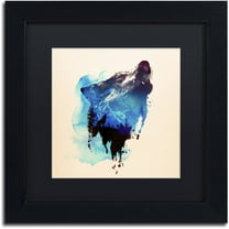 Trademark Fine Art 'Alone As A Wolf' Canvas Art by Robert Farkas, Black Matte, Black Frame
