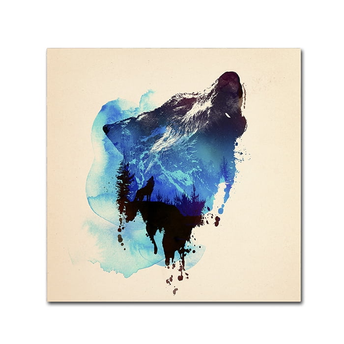 Robert Farkas 'Alone As A Wolf' Huge Canvas Art 35 x 35