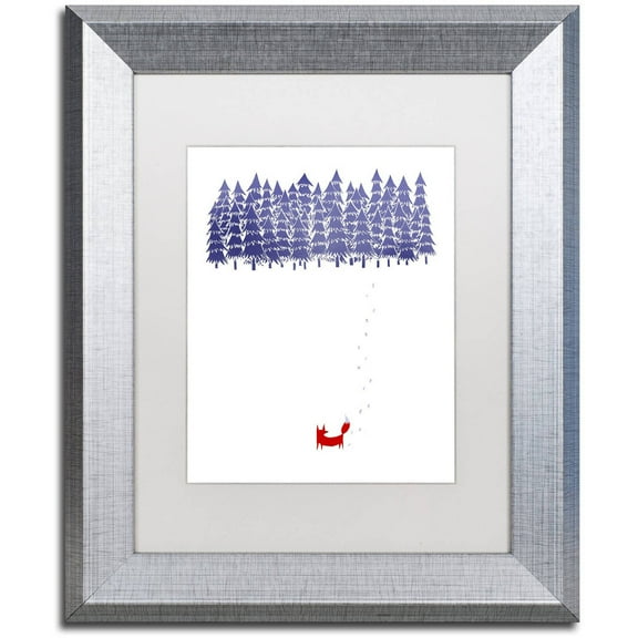 Trademark Fine Art 'Alone In The Forest' Canvas Art by Robert Farkas, White Matte, Silver Frame
