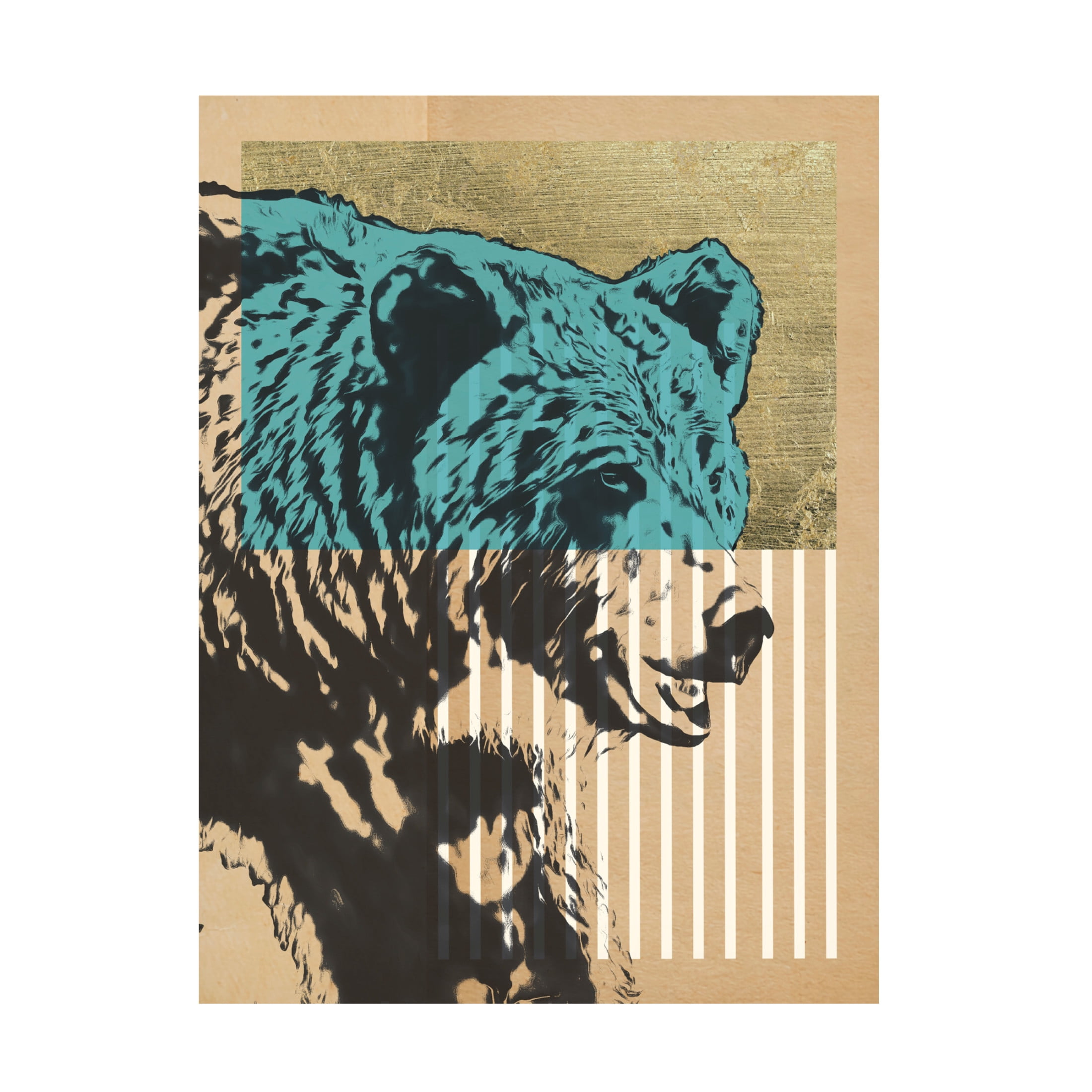 Trademark Fine Art Alonzo Saunders Gold Geometric Bear II Canvas Wall Art