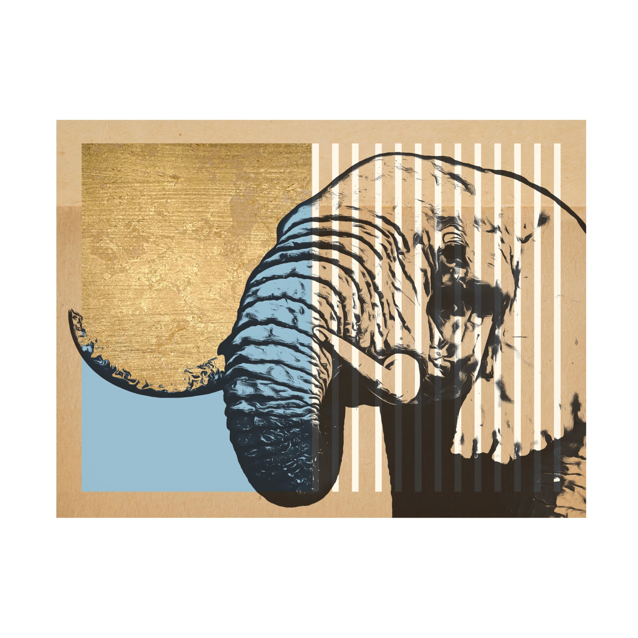 Trademark Fine Art Alonzo Saunders  Gold Geometric Elephant II Canvas Wall Art