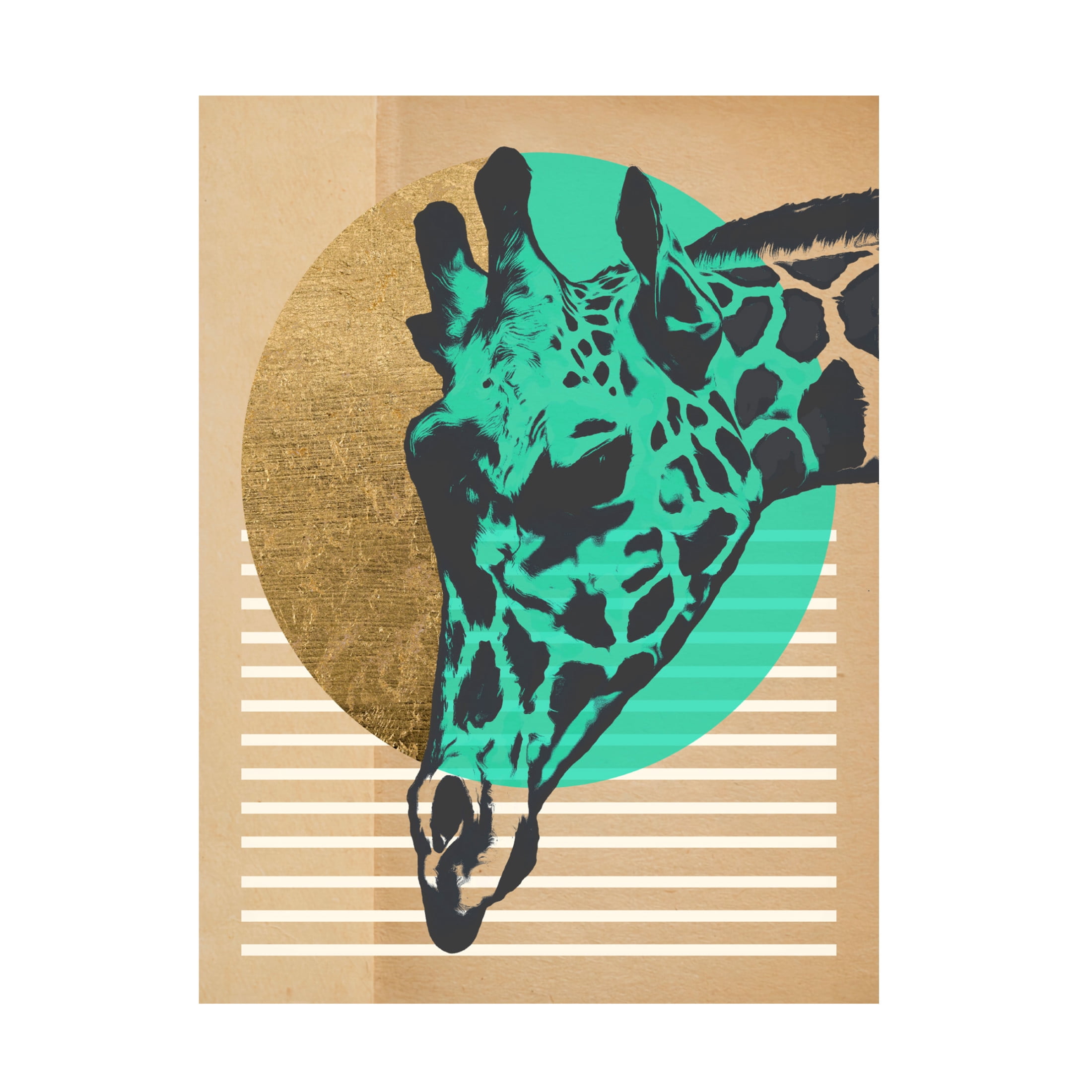 Trademark Fine Art Alonzo Saunders Gold Geometric Giraffe I Canvas Wall Art