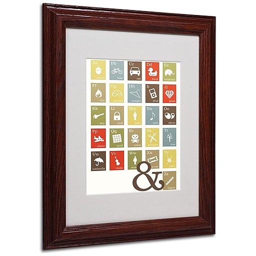 Trademark Fine Art "Alpha Bits Earth Tones" Matted Framed Canvas Art by Megan Romo