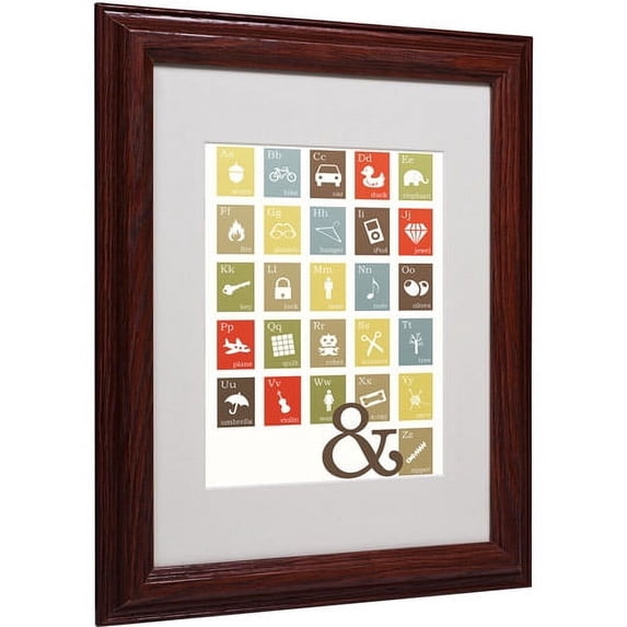 Trademark Fine Art "Alpha Bits Earth Tones" Matted Framed Canvas Art by Megan Romo