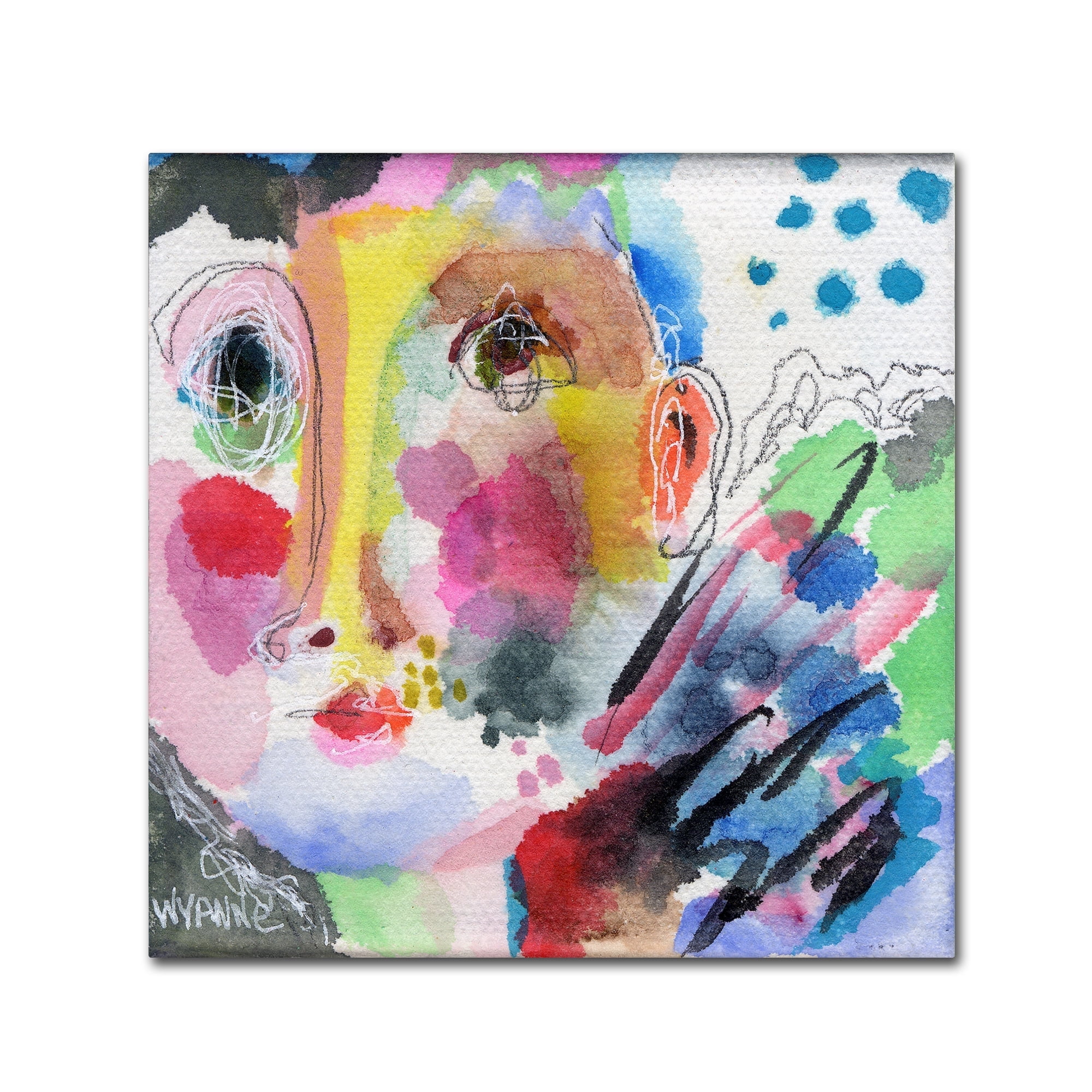 Colorful Abstract Character Print on Canvas, 3" x 9" x 49"