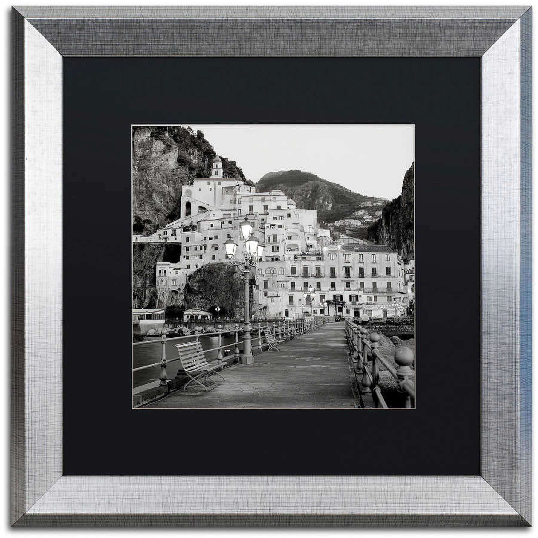 Trademark Fine Art "Amalfi Pier I" Canvas Art by Alan Blaustein, Black Matte, Silver Frame