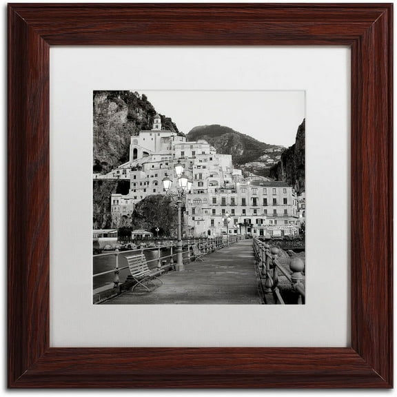Trademark Fine Art "Amalfi Pier I" Canvas Art by Alan Blaustein, White Matte, Wood Frame