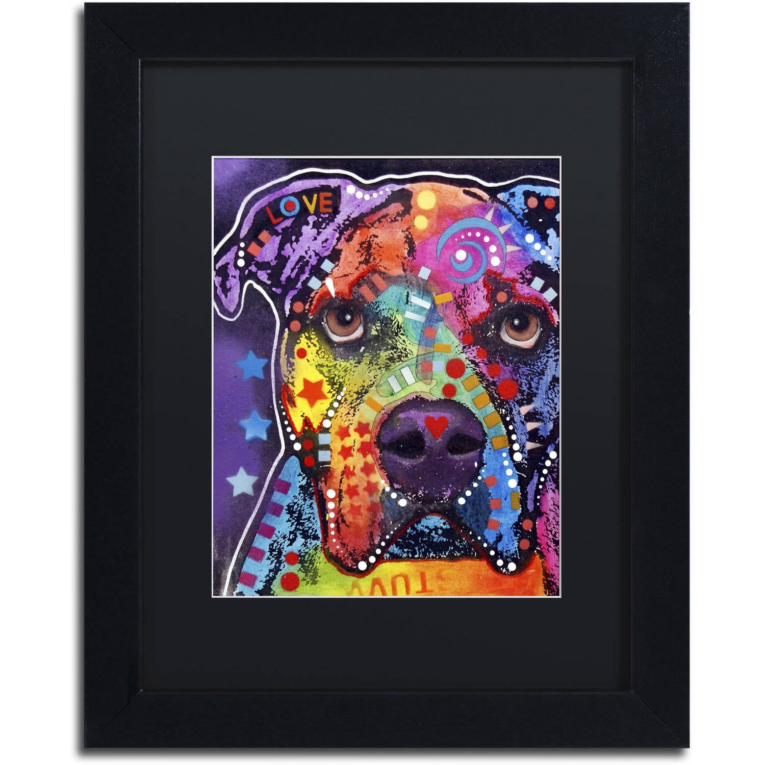Trademark Fine Art "American Bulldog 121609" Canvas Art by Dean Russo, Black Matte, Black Frame