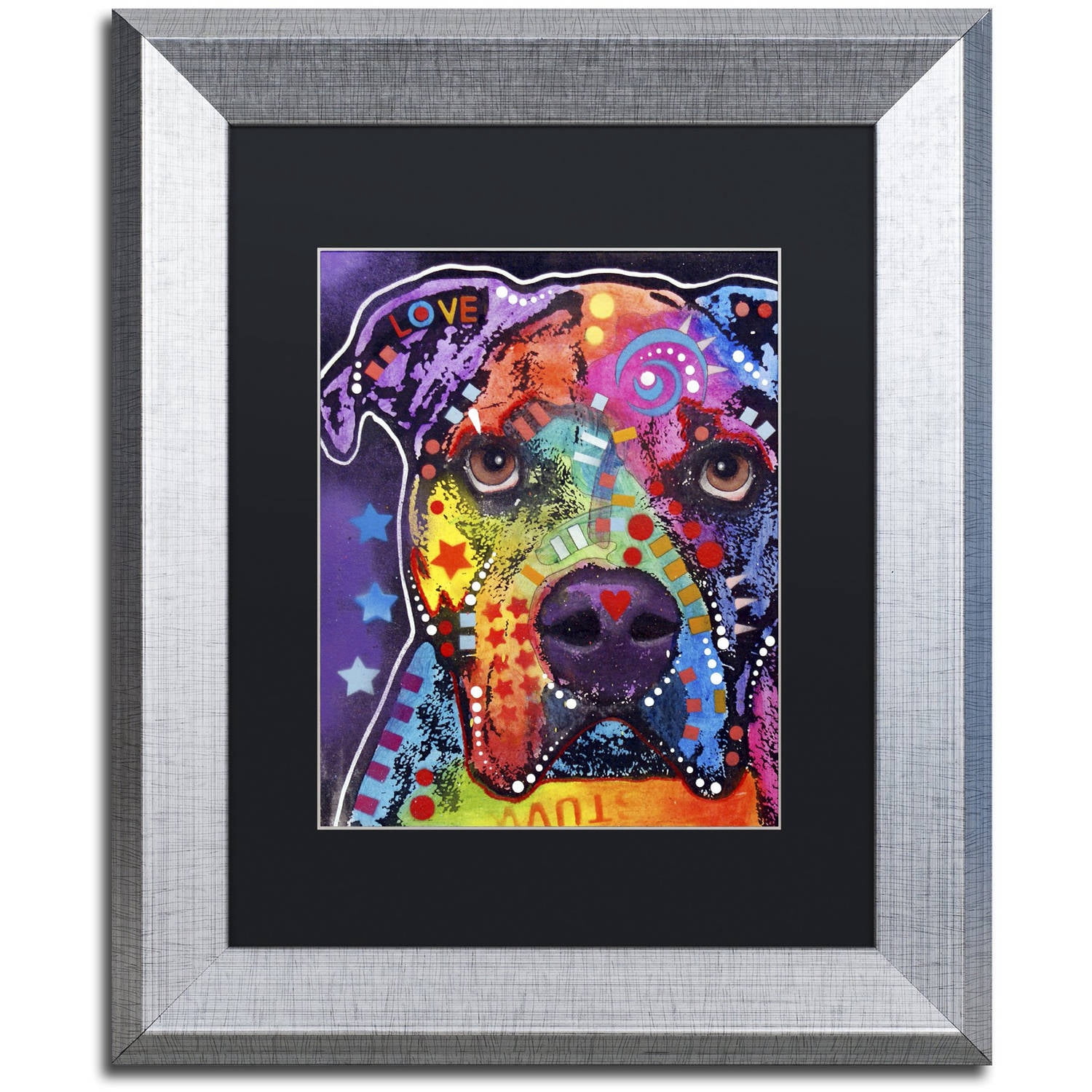 Trademark Fine Art "American Bulldog 121609" Canvas Art by Dean Russo, Black Matte, Silver Frame