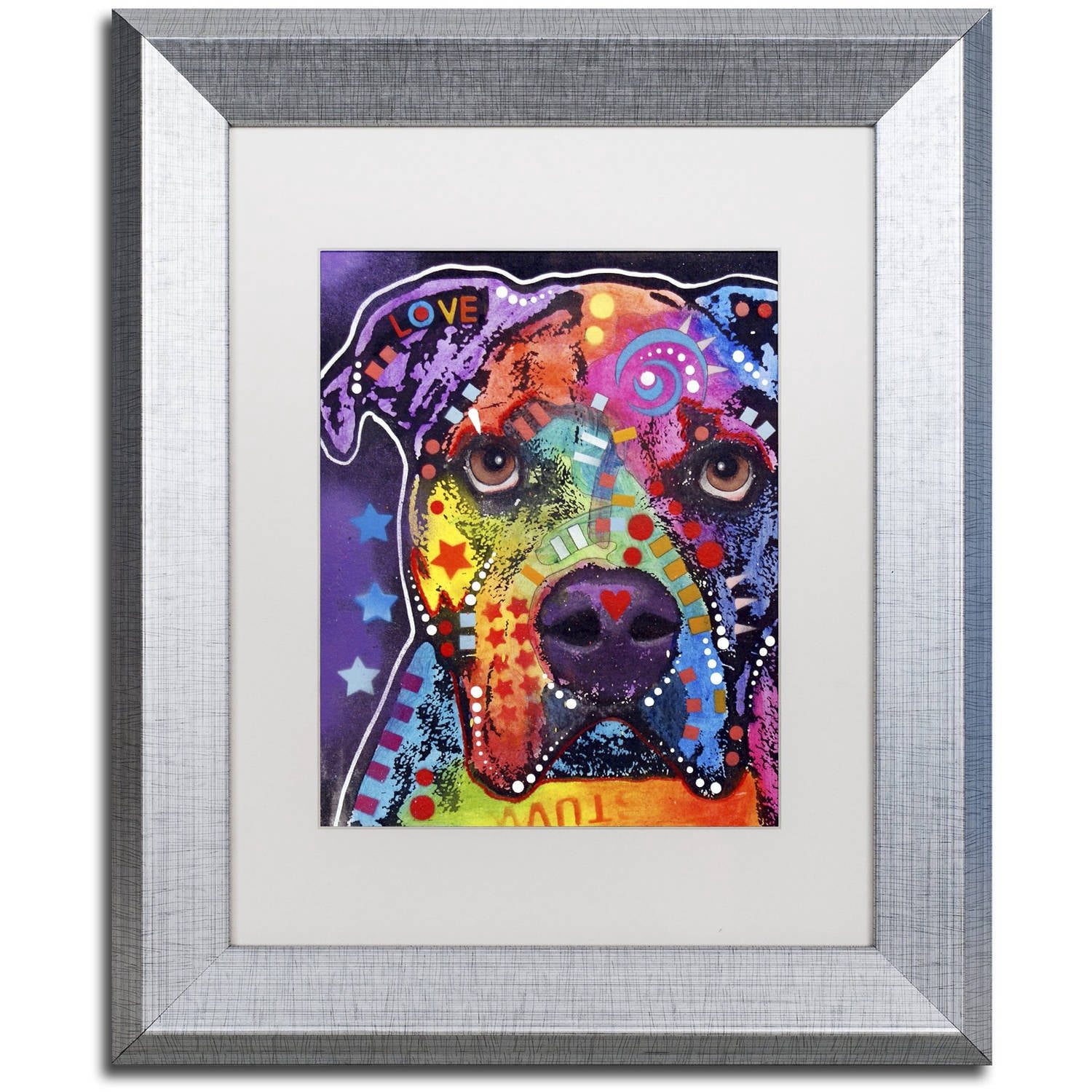 Trademark Fine Art "American Bulldog 121609" Canvas Art by Dean Russo, White Matte, Silver Frame