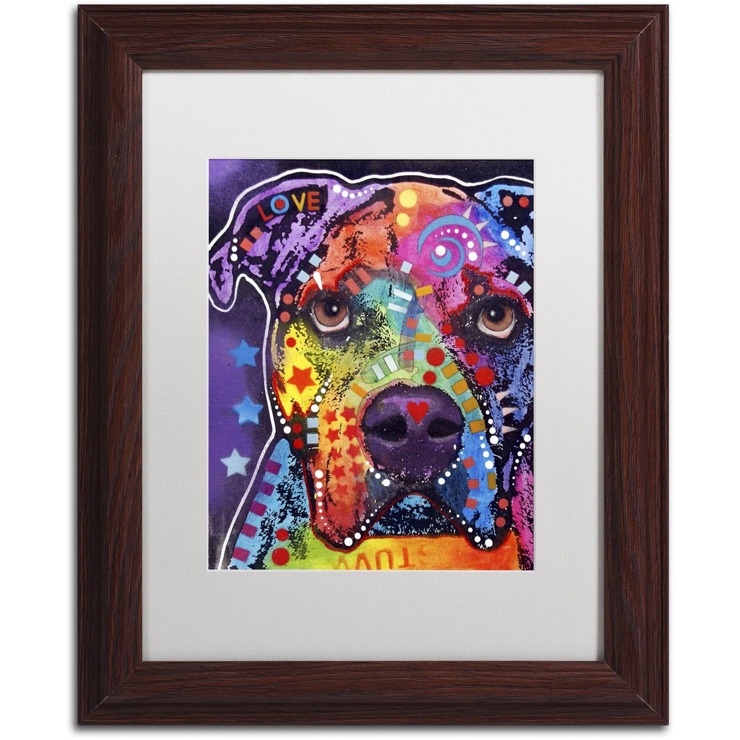 Trademark Fine Art "American Bulldog 121609" Canvas Art by Dean Russo, White Matte, Wood Frame