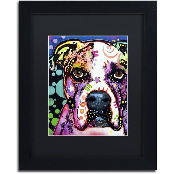 Trademark Fine Art "American Bulldog II" Canvas Art by Dean Russo, Black Matte, Black Frame
