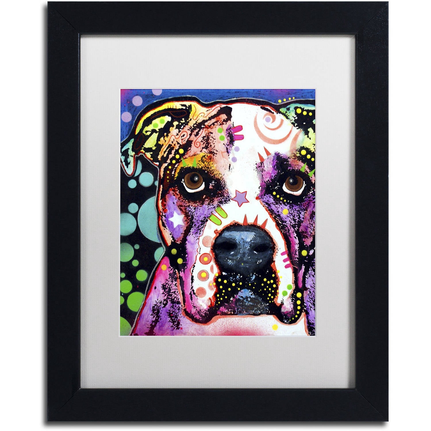 Trademark Fine Art "American Bulldog II" Canvas Art by Dean Russo, White Matte, Black Frame