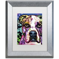 Trademark Fine Art "American Bulldog II" Canvas Art by Dean Russo, White Matte, Silver Frame