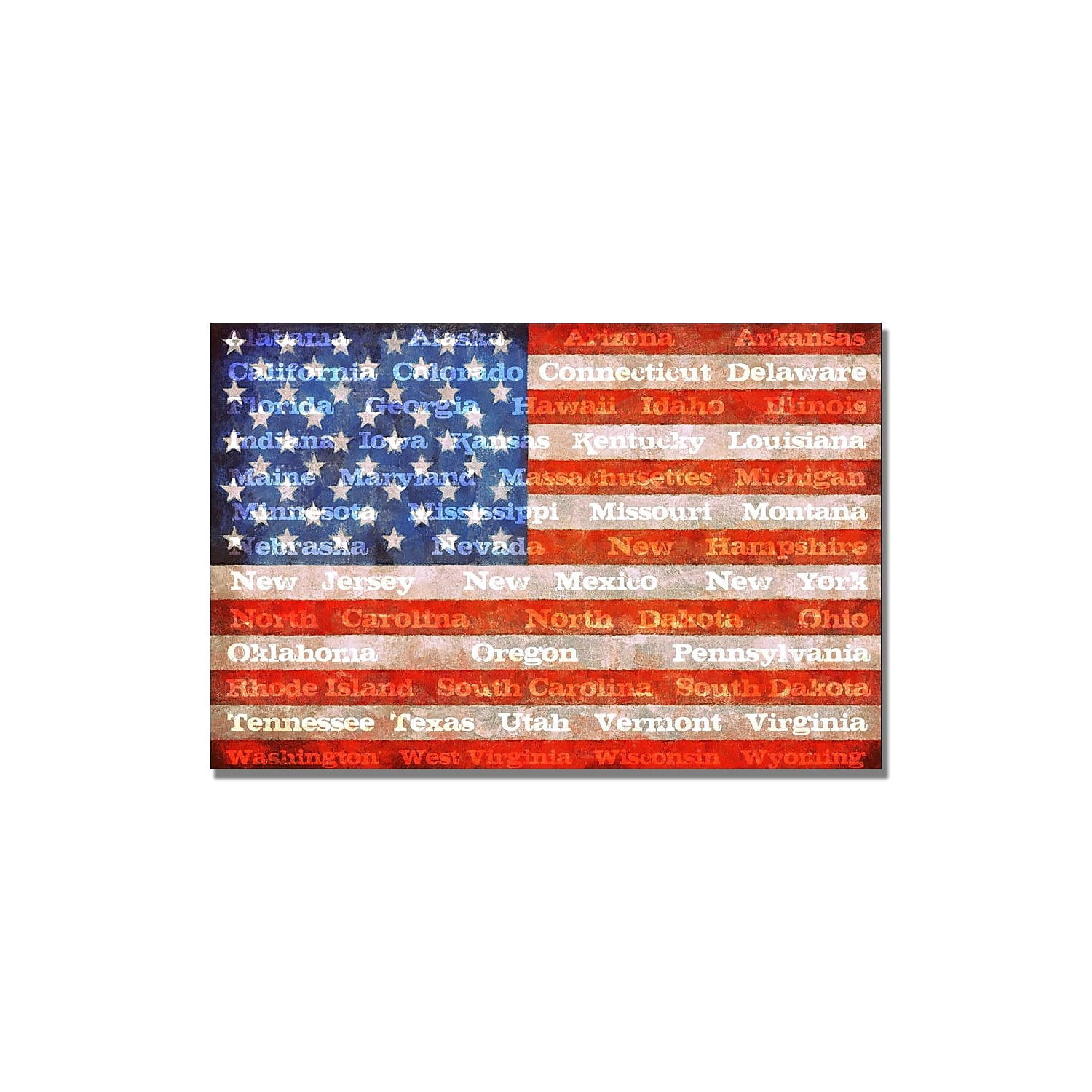 Trademark Fine Art "American Flag with States" Canvas Wall Art by Michelle Calkins