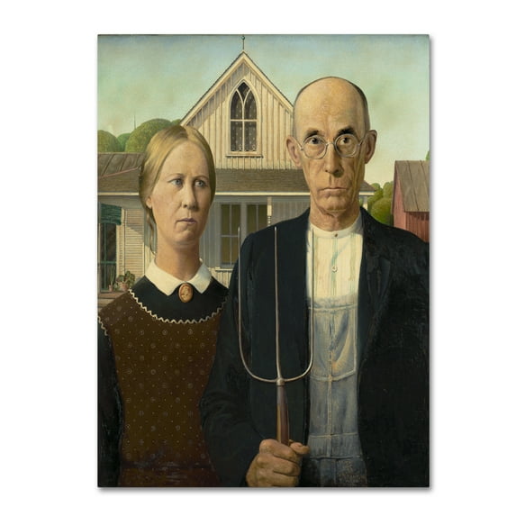 Trademark Fine Art 'American Gothic' Canvas Art by Grant Wood