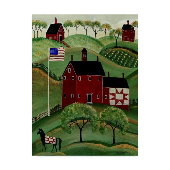 Trademark Fine Art 'American Red Quilt House' Canvas Art by Cheryl Bartley
