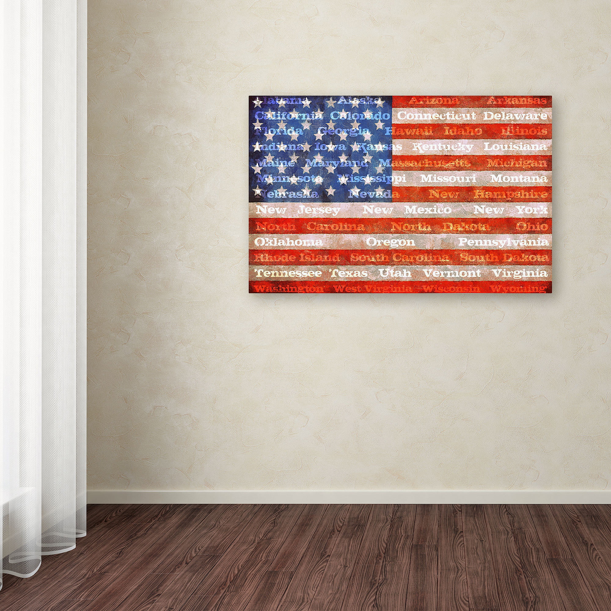 Trademark Fine Art American States With Flags Canvas By Mice Calkins