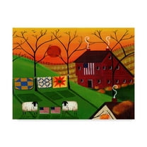 Trademark Fine Art 'Americana Sunrise Sheep ' Canvas Art by Cheryl Bartley