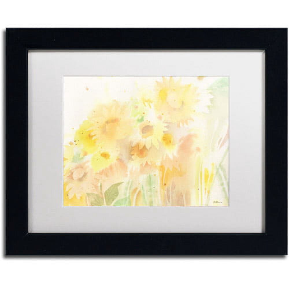 Trademark Fine Art "Amid Sunflowers" Canvas Art by Sheila Golden, White Matte, Black Frame
