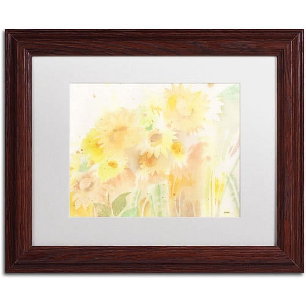 Trademark Fine Art "Amid Sunflowers" Canvas Art by Sheila Golden, White Matte, Wood Frame