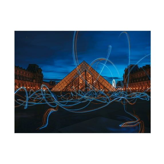 Trademark Fine Art Amir Light painting at Louvre Museum Canvas Wall Art