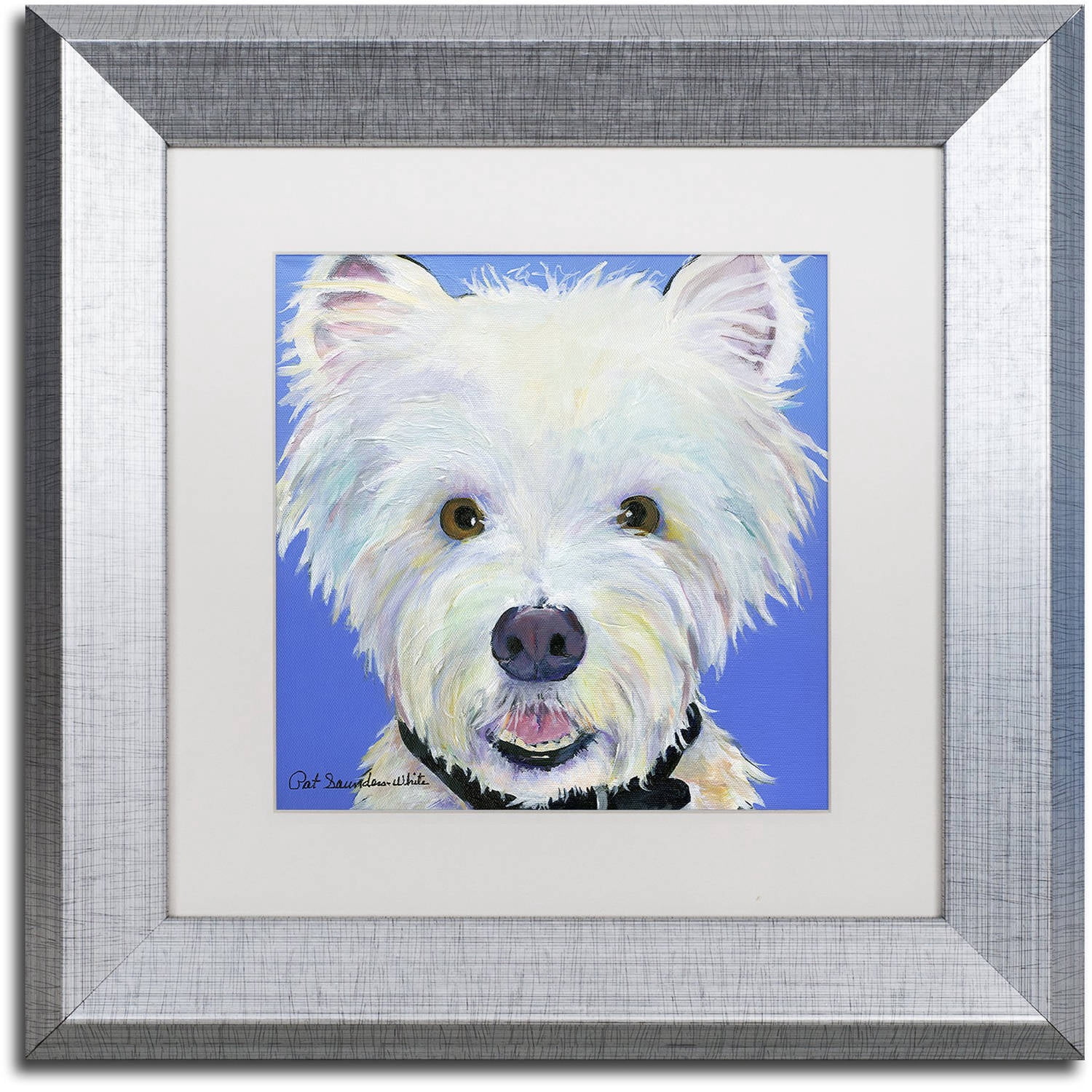 Trademark Fine Art "Amos" Canvas Art by Pat Saunders-White, White Matte, Silver Frame