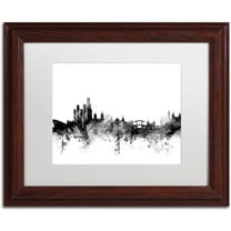 Trademark Fine Art "Amsterdam Skyline B&W" Canvas Art by Michael Tompsett, White Matte, Wood Frame