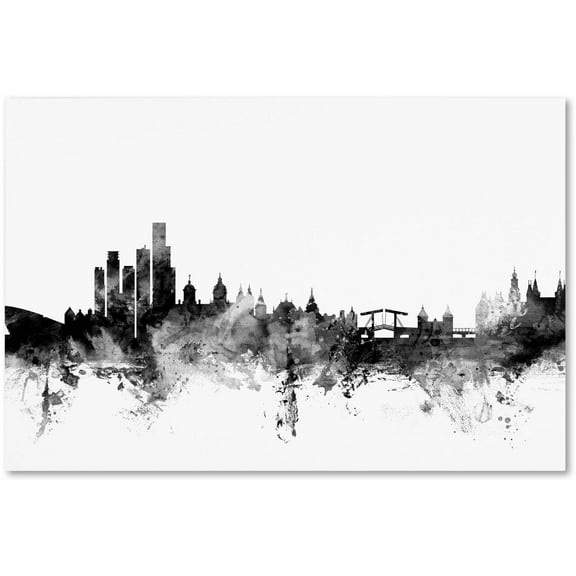 Trademark Fine Art "Amsterdam Skyline B&W" Canvas Art by Michael Tompsett
