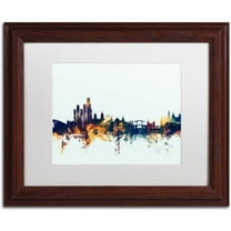 Trademark Fine Art "Amsterdam Skyline Blue" Canvas Art by Michael Tompsett, White Matte, Wood Frame