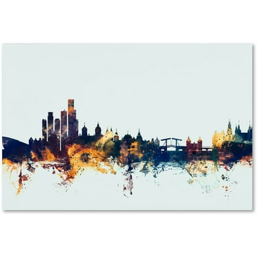 Trademark Fine Art "Amsterdam Skyline Blue" Canvas Art by Michael Tompsett