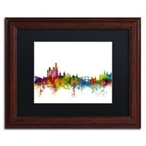 Trademark Fine Art "Amsterdam Skyline II" Canvas Art by Michael Tompsett Black Matte, Wood Frame